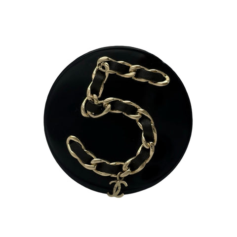 【中古】 CHANEL シャネル  NO.5 ブローチ BROOCH ブラック 中古 BLACK