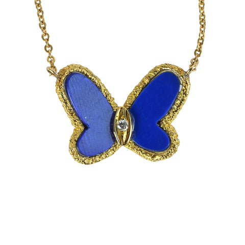 [Pre-owned] Van Cleef & Arpels K18YG PAPILLON Lapis Lazuli Necklace 5.1g Women's