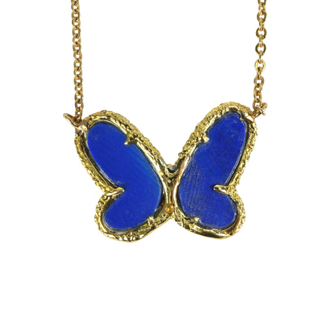 [Pre-owned] Van Cleef & Arpels K18YG PAPILLON Lapis Lazuli Necklace 5.1g Women's