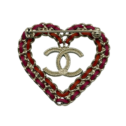 【中古】CHANEL シャネル BROOCH ブローチ レッド/ピンク/ゴールド 中古