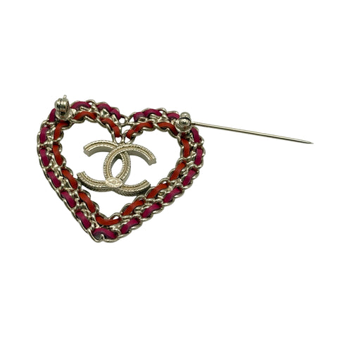 【中古】CHANEL シャネル BROOCH ブローチ レッド/ピンク/ゴールド 中古