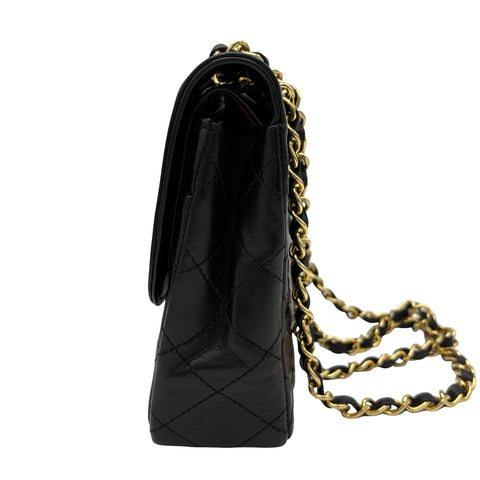 【中古】CHANEL シャネル PARIS LIMITED MATELASSE  DOUBLE FLAP パリ限定 マトラッセ ダブルフラップ ショルダーバッグ 1番台(1990年) ブラック ラムスキン ヴィンテージ 中古 USED バッグ