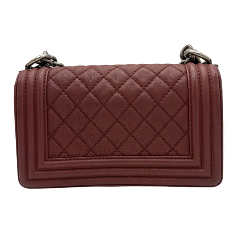 [Pre-owned] CHANEL BOY CHANEL Shoulder Bag, 19 Series (2014), Wine Red, Leather, Used Bag
