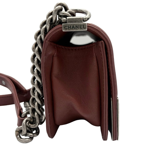 [Pre-owned] CHANEL BOY CHANEL Shoulder Bag, 19 Series (2014), Wine Red, Leather, Used Bag