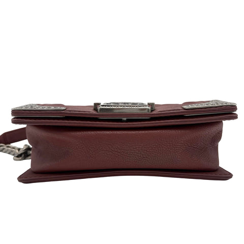 [Pre-owned] CHANEL BOY CHANEL Shoulder Bag, 19 Series (2014), Wine Red, Leather, Used Bag