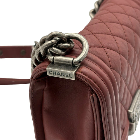 [Pre-owned] CHANEL BOY CHANEL Shoulder Bag, 19 Series (2014), Wine Red, Leather, Used Bag