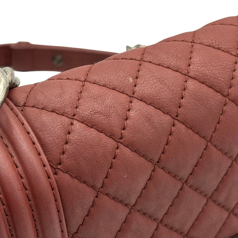 [Pre-owned] CHANEL BOY CHANEL Shoulder Bag, 19 Series (2014), Wine Red, Leather, Used Bag