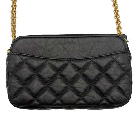 【美品】 CHANEL シャネル MINI CHAIN SHOULDER BAG ミニチェーンショルダーバッグ チェーンウォレット ランダム番(2021年~) ブラック ラムスキン 中古 USED バッグ