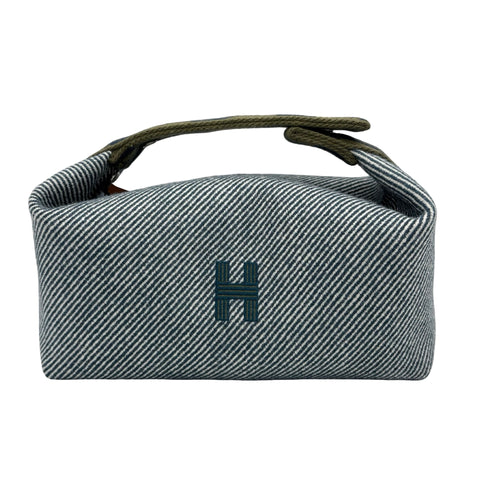 【美品】 Hermes エルメス BRIDE A BRAC PM ブリッドアブラックPM ハンドバッグ カーキ/ブルー コットンキャンバス 中古 USED バッグ