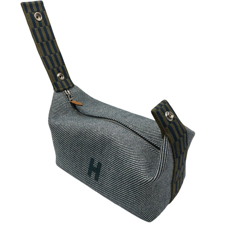 【美品】 Hermes エルメス BRIDE A BRAC PM ブリッドアブラックPM ハンドバッグ カーキ/ブルー コットンキャンバス 中古 USED バッグ