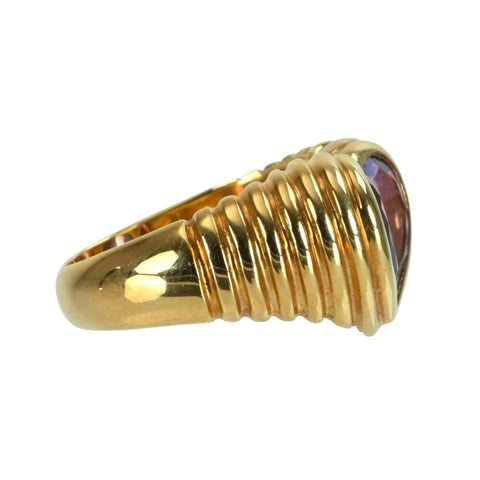 【中古】BVLGARI ブルガリ K18YG DOPPIO BACHELORETTEドッピオバチェラート アメジスト ピンクトルマリンリング 9.7g #11.5