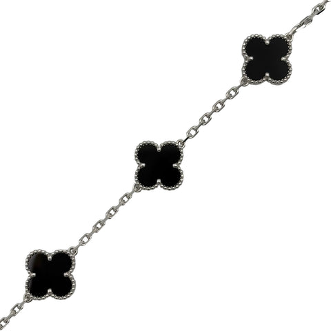 【未使用品】Van Cleef＆Arpels ヴァンクリーフ＆アーペル K18WG VINTAGE ALHAMBRA BRACELT ヴィンテージ アルハンブラ ブレスレット、5モチーフ ホワイトゴールド， オニキス