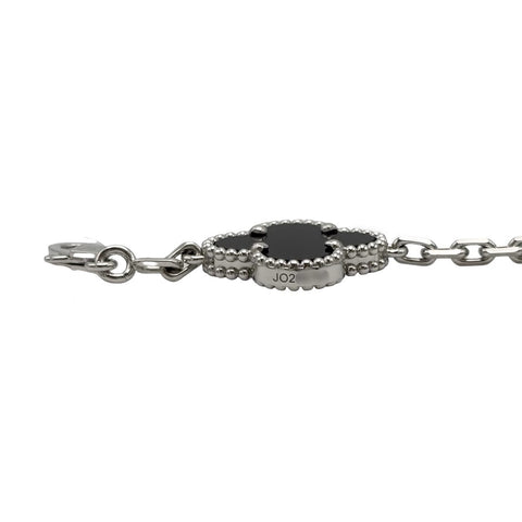 【未使用品】Van Cleef＆Arpels ヴァンクリーフ＆アーペル K18WG VINTAGE ALHAMBRA BRACELT ヴィンテージ アルハンブラ ブレスレット、5モチーフ ホワイトゴールド， オニキス
