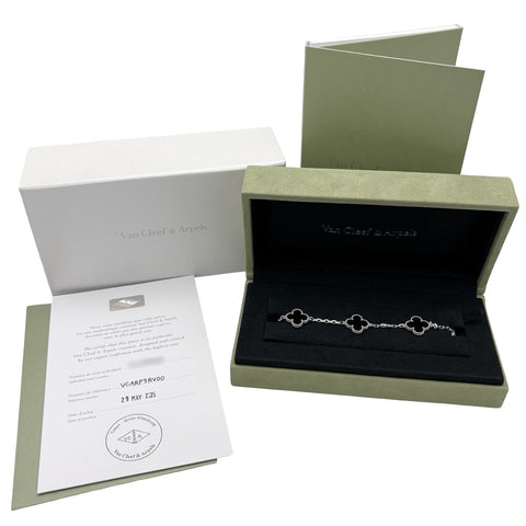 【未使用品】Van Cleef＆Arpels ヴァンクリーフ＆アーペル K18WG VINTAGE ALHAMBRA BRACELT ヴィンテージ アルハンブラ ブレスレット、5モチーフ ホワイトゴールド， オニキス