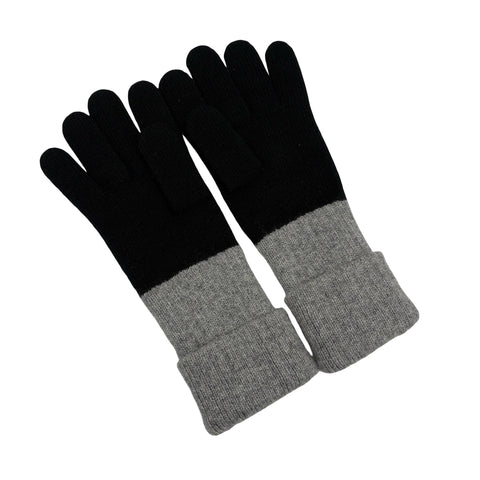【中古】 CHANEL シャネル GLOVES 手袋 小物 ブラック/グレー カシミヤ100% USED