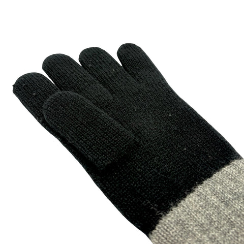 【中古】 CHANEL シャネル GLOVES 手袋 小物 ブラック/グレー カシミヤ100% USED