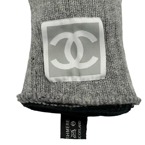 【中古】 CHANEL シャネル GLOVES 手袋 小物 ブラック/グレー カシミヤ100% USED