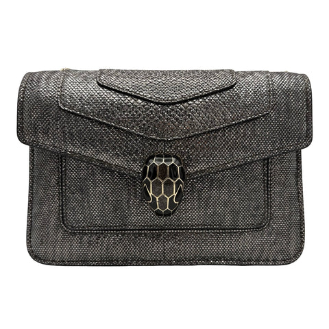 【中古】 BVLGARI ブルガリ SERPENTISHOULDERBAG セルペンティショルダーバッグ ショルダーバッグ ICチップ シルバー レザー 中古 USED バッグ