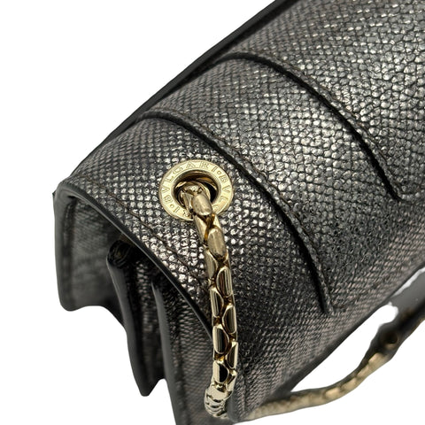 【中古】 BVLGARI ブルガリ SERPENTISHOULDERBAG セルペンティショルダーバッグ ショルダーバッグ ICチップ シルバー レザー 中古 USED バッグ