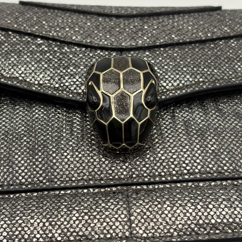 【中古】 BVLGARI ブルガリ SERPENTISHOULDERBAG セルペンティショルダーバッグ ショルダーバッグ ICチップ シルバー レザー 中古 USED バッグ