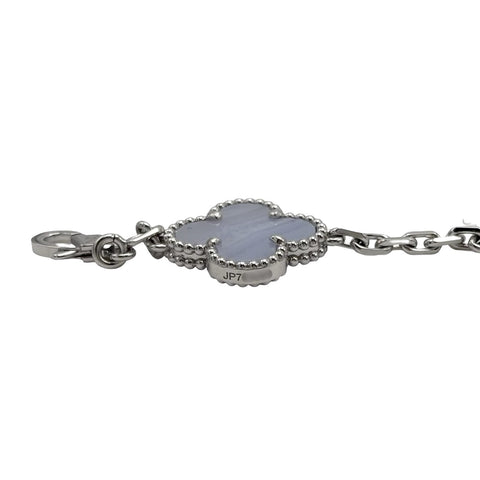 [Unused] Van Cleef & Arpels K18WG Vintage Alhambra Bracelet, 5 Motifs, Chalcedony