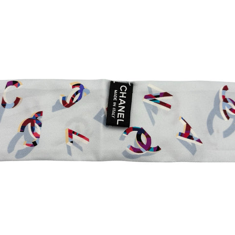 [Used] CHANEL TWILLY Scarf Light Blue Silk Used