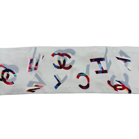 [Used] CHANEL TWILLY Scarf Light Blue Silk Used
