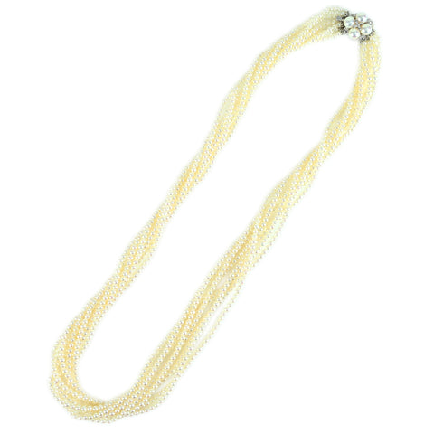 [Usado] MIKIMOTO Mikimoto COLLAR DE PERLAS K14WG Collar de 8 hilos de perlas P2.4-3.1mm P6.0mm 52.69g USADO