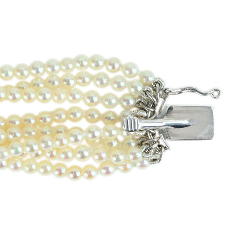 [Usado] MIKIMOTO Mikimoto COLLAR DE PERLAS K14WG Collar de 8 hilos de perlas P2.4-3.1mm P6.0mm 52.69g USADO