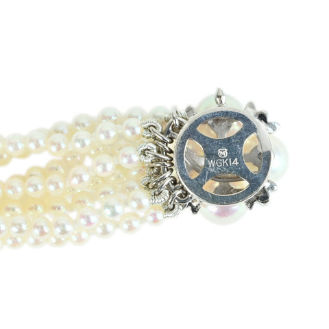 [Usado] MIKIMOTO Mikimoto COLLAR DE PERLAS K14WG Collar de 8 hilos de perlas P2.4-3.1mm P6.0mm 52.69g USADO