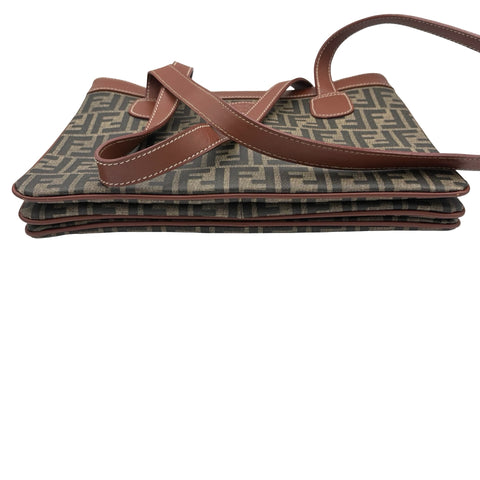 【Used】 FENDI ZUCCA SHOULDERBAG Brown Canvas/Leather Used Bag