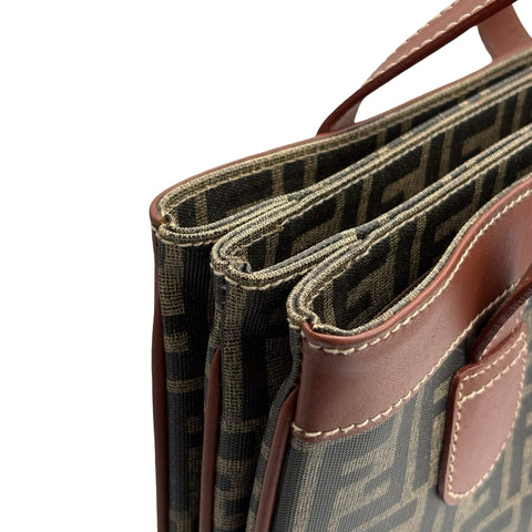 【Used】 FENDI ZUCCA SHOULDERBAG Brown Canvas/Leather Used Bag