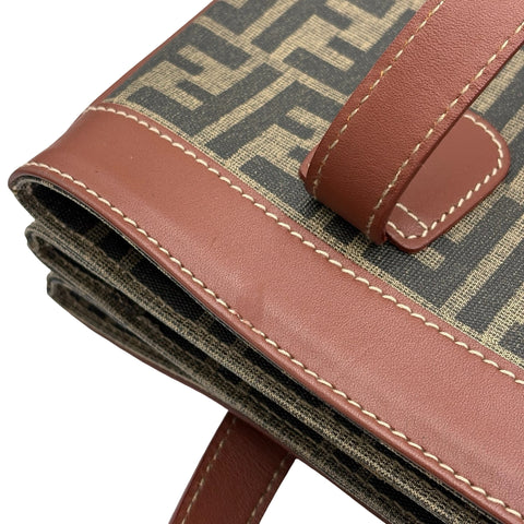 【Used】 FENDI ZUCCA SHOULDERBAG Brown Canvas/Leather Used Bag