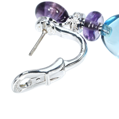 Used BVLGARI K18WG BLUE TOPAZ・AMETHYST EARRINGS Blue Topaz/Amethyst Earrings 19.6g