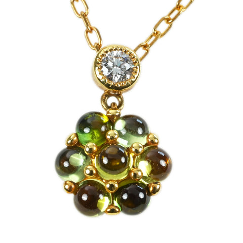 【中古】MIKIMOTO ミキモト K18YG TOULMALINE DIAMOND NECKLACE トルマリン/ダイヤモンドペンダントネックレス D0.07ct