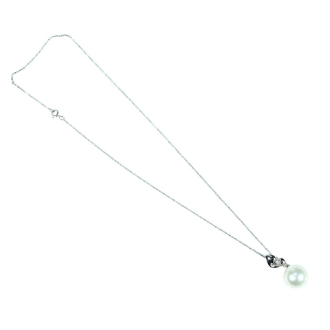 [Excellent Condition] 18K White Gold South Sea Pearl Pendant Necklace, P13.8mm, D0.03ct, 6.3g, 42cm