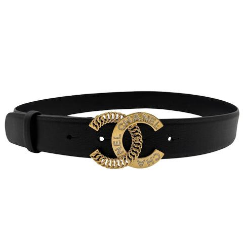 [Pre-owned] CHANEL Belt Accessory Black Lambskin Pre-owned