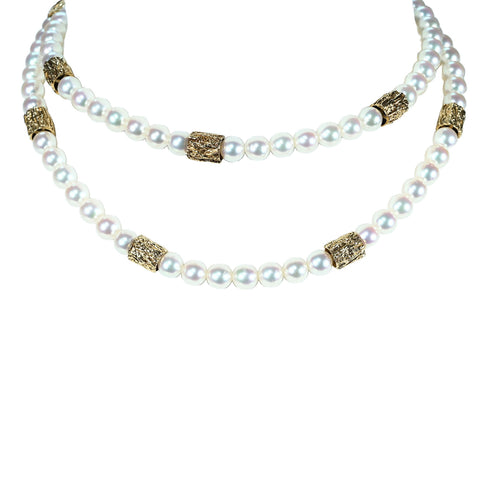 【中古】 MIKIMOTO K18YG PEARL NECKLACE ミキモト K18YG パールネックレス 6.0-6.5mm 68cm 52.9g 保証書  ONE PRICE