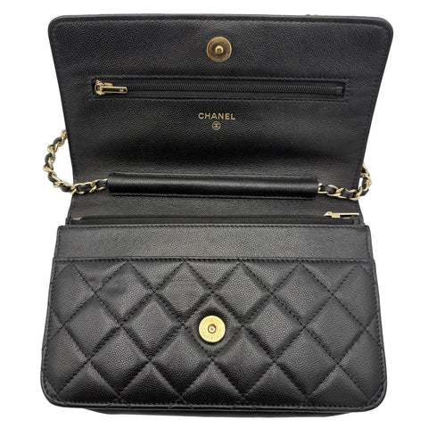[Used] CHANEL Chain Wallet Random Series (2021~) Black Lambskin Used Bag