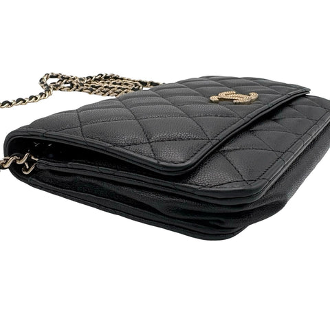 [Used] CHANEL Chain Wallet Random Series (2021~) Black Lambskin Used Bag