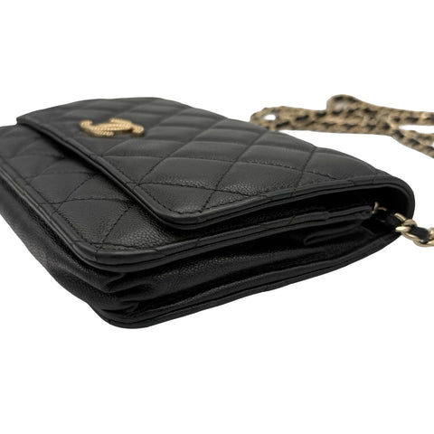 [Used] CHANEL Chain Wallet Random Series (2021~) Black Lambskin Used Bag