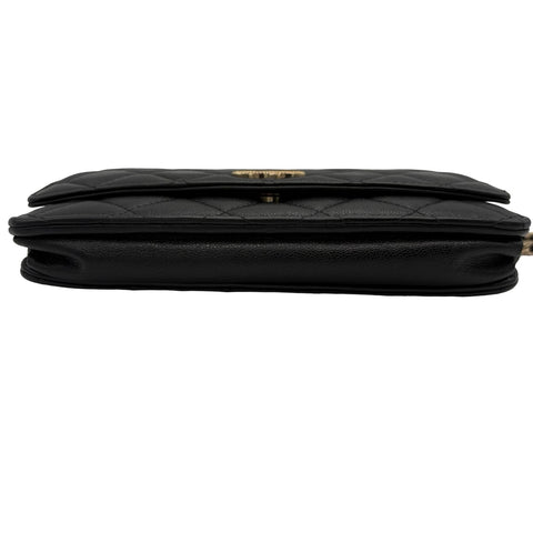 [Used] CHANEL Chain Wallet Random Series (2021~) Black Lambskin Used Bag