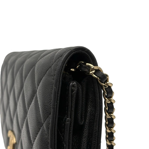 [Used] CHANEL Chain Wallet Random Series (2021~) Black Lambskin Used Bag
