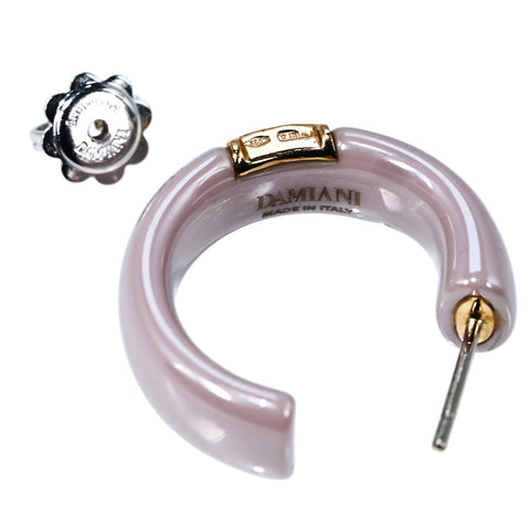 [Used] DAMIANI K18WG/K18PG DIAMOND D ICON 1P DIAMOND EARRINGS D. Icon Cappuccino Ceramic Earrings 13.0g