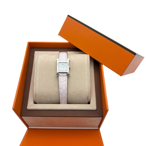 [Brand New] Hermes H WATCH 2025 SS/ALLIGATOR 17 Battery Operated Ladies Watch