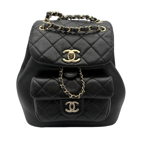 [Mint Condition] CHANEL Duma Coco Mark Backpack IC Chip (2021~) Black Calfskin Used Bag