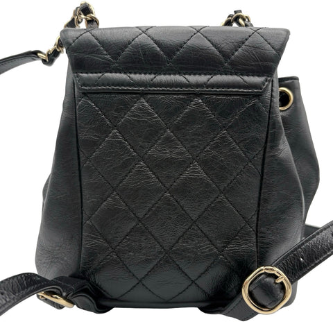 [Mint Condition] CHANEL Duma Coco Mark Backpack IC Chip (2021~) Black Calfskin Used Bag