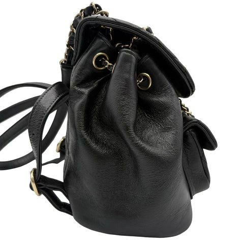 [Mint Condition] CHANEL Duma Coco Mark Backpack IC Chip (2021~) Black Calfskin Used Bag