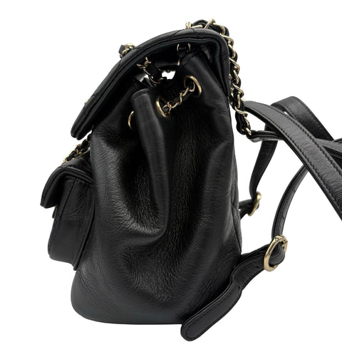 [Mint Condition] CHANEL Duma Coco Mark Backpack IC Chip (2021~) Black Calfskin Used Bag