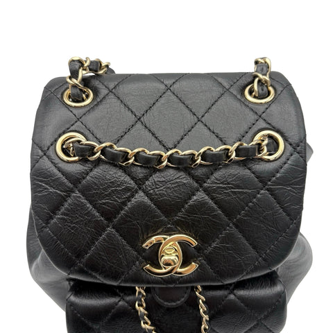 [Mint Condition] CHANEL Duma Coco Mark Backpack IC Chip (2021~) Black Calfskin Used Bag